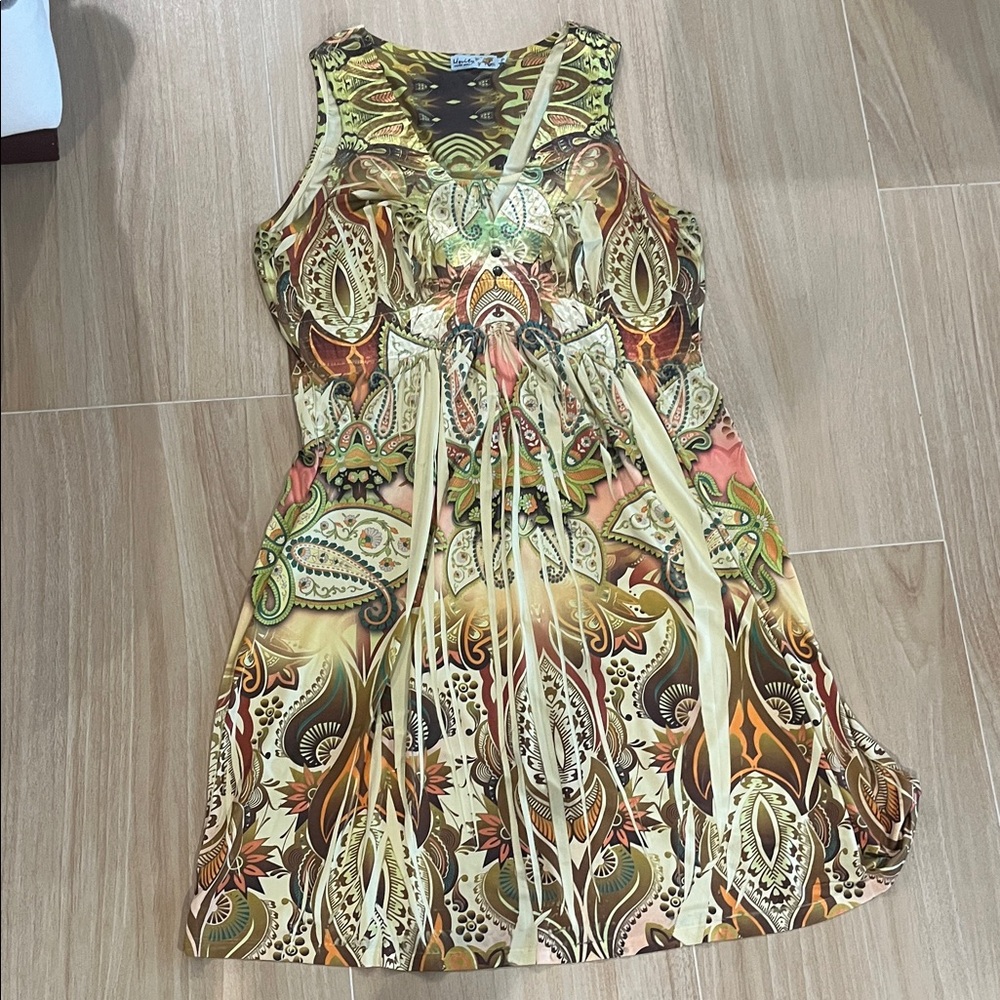 Unity World Wear Paisley Print Mini Dress